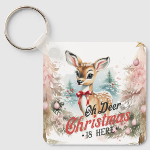 Oh Deer Christmas está aqui Chaveiro quadrado