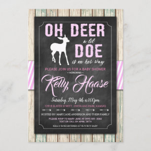 Oh Deer! Convite para Chá de fraldas Rustic Girl