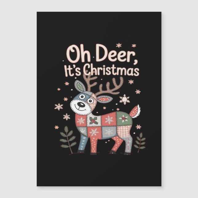 Oh Deer É Natal Quadrados Miniatura Patchwork  (Frente)