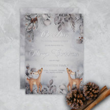 Oh Deer Rustic Winter Floral Feliz Foil De Natal