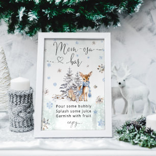 Oh Deer Woodland Animal Winter Mãe-osa Poster Bar