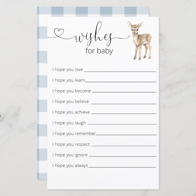 Oh Deer Woodland Chá de fraldas Desejar Bebê (Frente/Verso)