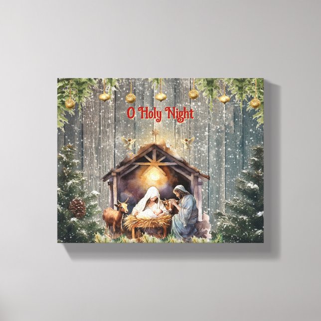 Oh Holy Night: A Timeless Nativity Scene Canvas Pr (Frente)