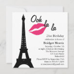 Oh la la! Convite de Aniversário (branco)<br><div class="desc">Um convite de aniversário parisiense divertido e flerto que é fácil de personalizar para qualquer idade.</div>
