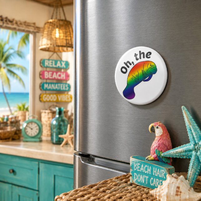 Oh o Manati da Cor Íman (A splash of color, a sea-cow-sized pun, and absolutely no shortage of beach-house personality.)