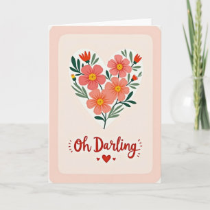Oh Querido Floral Coração Cartão de Amor