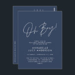 oh rapaz Convite de chá de bebê azul marinho elega<br><div class="desc">oh rapaz Convite de chá de bebê moderno azul marinho design elegante. Ideal para design neutro em termos de gênero.</div>