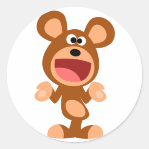 "Oh…" Shrugging a etiqueta do urso dos desenhos