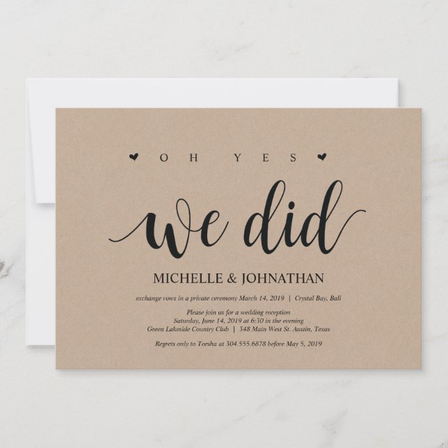 oh sim, fizemos, cartão de convite de casamento fu (Frente)