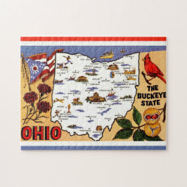 Ohio Buckeye Estado 11x14 Quebra-Cabeça de Cartão