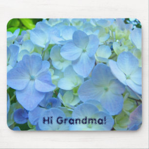 Oi Vovó! presentes mousepads Flores Hortênsias Azu