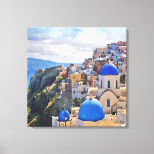Oia, Santorini. Grécia. Pintura a óleo. Impressão