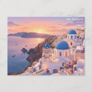 Oia Santorini Grécia Pôr-do-Sol Cartão Postal