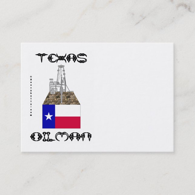 Oilman de Texas, cartões de visitas, óleo, gás, (Frente)