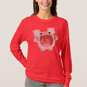 "OINK!!!!" Camiseta de Porco de Cartoon Bonita