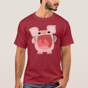 "OINK!!!" T-shirt bonito do porco dos desenhos