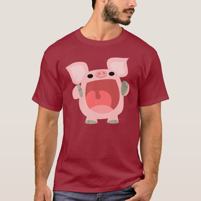 "OINK!!!" T-shirt bonito do porco dos desenhos (Frente)