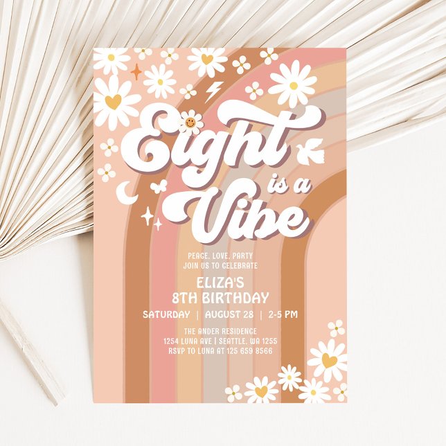 OITO é um Convite de Aniversário Vibe Hippie (Criador carregado)