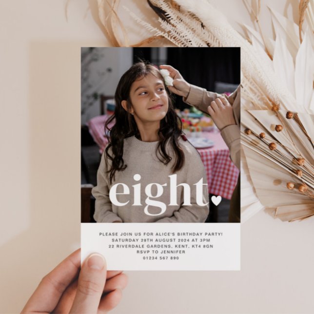 Oito Foto do Coração Primeiro Convite de Aniversár (Criador carregado)