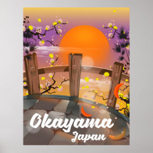 Okayama poster japonês floresce.