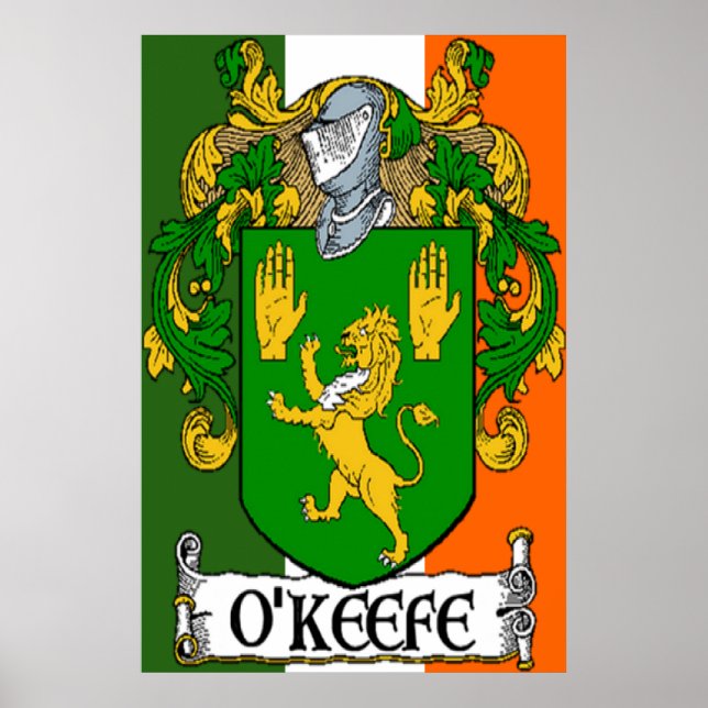 O'Keefe Casaco de Arms Irish Flag Impressão (Frente)
