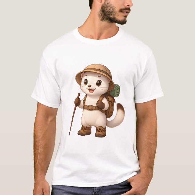 Okojo Adventure T-Shirt – Kawaii Japanese Stoat (Frente)