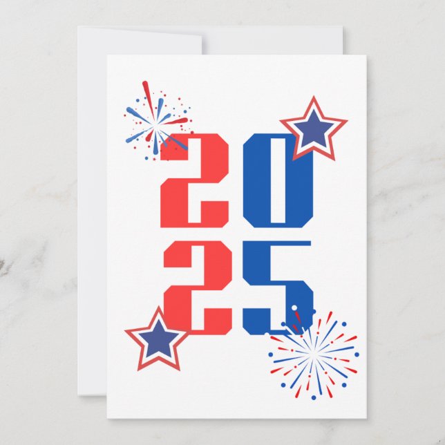 OLÁ 2025 Cartão de feriado vermelho e azul (Frente)