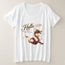 Olá 2026 Camiseta Feminina Tamanho Plus Dragão Dou