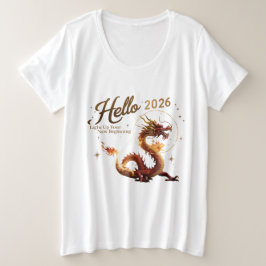 Olá 2026 Camiseta Feminina Tamanho Plus Dragão Dou
