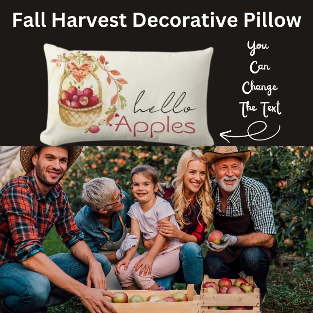 Olá Almofada Lombar Vermelha Maçãs (Fall Harvest Decorative Pillow)