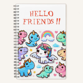 OLÁ AMIGOS, CUTE DIANOSAUR Spiral Notebook