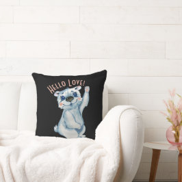 Olá Amor Aquarela Urso Polar Almofada de Arremesso