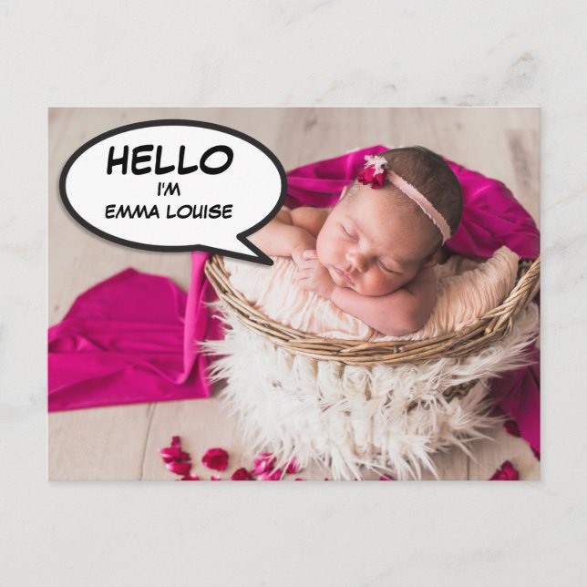 Olá, Anúncio de Nascimento da Menina de Foto Moder (Frente)