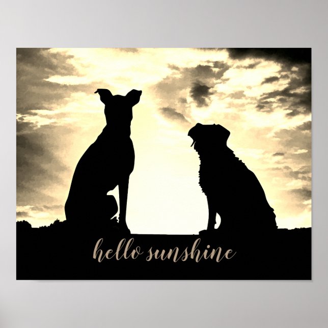 olá, aspas de sol poster com cães (Frente)