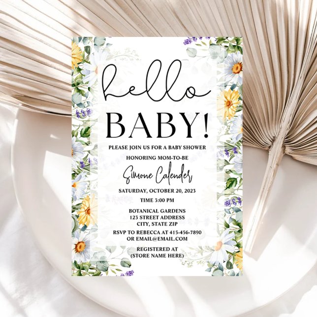 Olá, Baby Floral Chá de fraldas Convite (Criador carregado)