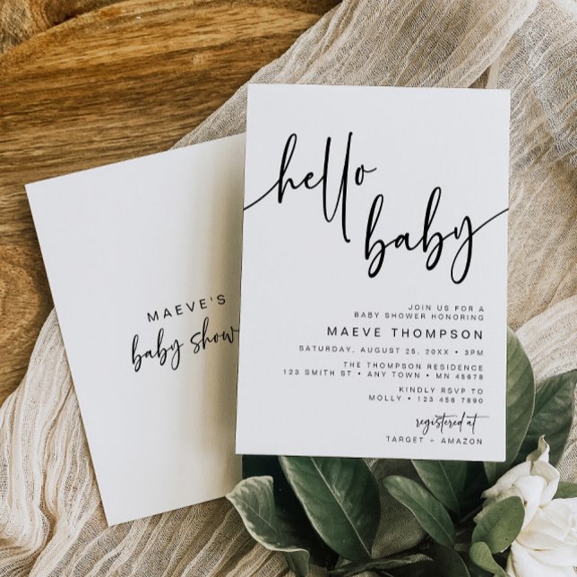 Olá, Baby Modern Classic Chá de fraldas Convite (Criador carregado)