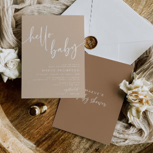 Olá, Baby Modern Neutral Convite para Chás de fral