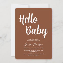 Olá Baby Terracotta Chá de fraldas Convite