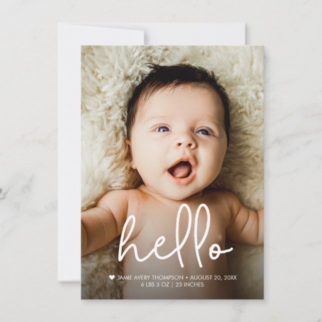 Olá Bebê Foto Anúncio de Nascimento Obrigado (Frente)