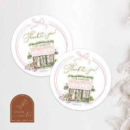 Olá bebê Pink Parisian cafe Agradecimentos Adesivo
