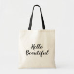 Olá, bela bolsa de toques personalizada<br><div class="desc">Olá, linda e personalizada bolsa de tote. Crie suas próprias mochilas de moda para comprar mercearias, livros escolares, festas de casamento, trabalho etc. Belo modelo de texto manuscrito. Acessórios manchados de na moda para mulheres e meninas. Bonito letra de caligrafia de script de pincel com aparência de vintage divertida. Ideias...</div>