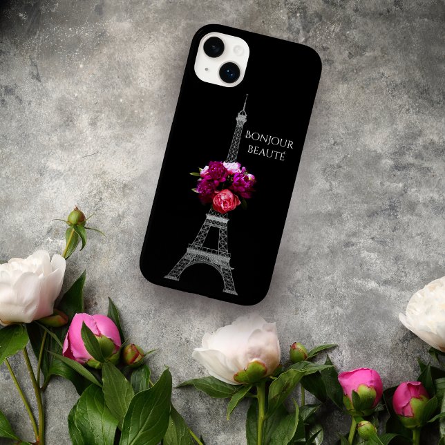 Olá Belas Peônias Dramáticas Com Torre Eiffel (Criador carregado)