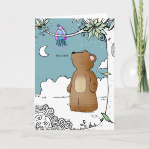 Olá Bird disse Sr. Urso - cartão de saudação