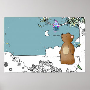 Olá Bird disse Sr. Urso - poster impressão