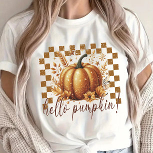 Olá Camisa Brilho Abóbora, Camisa Corações de Outo