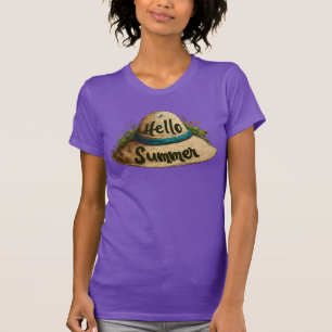 Olá Camiseta de Boné de Praia de Verão – Azul Femi
