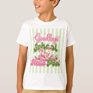 Olá Camiseta Listras Verdes Festa na Piscina 