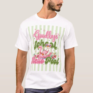Olá Camiseta Listras Verdes Festa na Piscina 