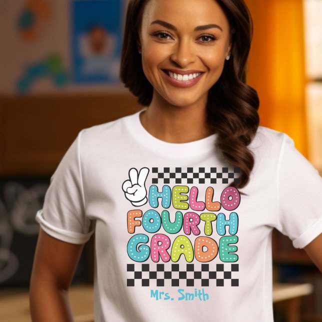 Olá, camiseta personalizável do quarto nível (Criador carregado)