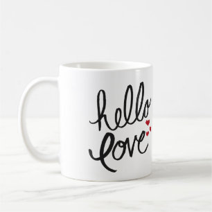 "Olá! caneca de café pintado à mão do amor"